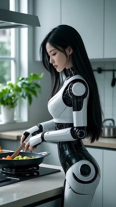 Imaginações sobre robôs no futuro: cozinhando para idosos