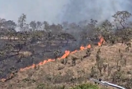Bombeiros combatem incêndio no Olhos D’água, na Ponte Alta Norte