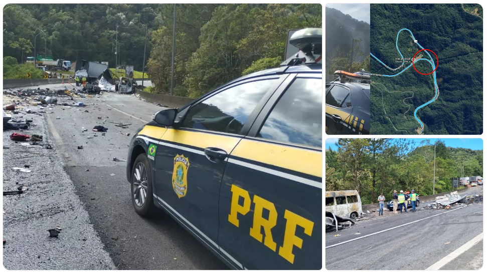 🚨🔵 AGORA: Um grave acidente entre um caminhão e uma van deixou múltiplas vítimas na BR-376, rodovia que liga Santa Catarina ao Paraná.