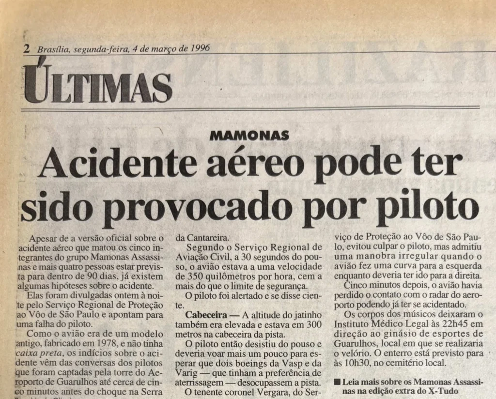 Hoje completa 30 anos do acidente aéreo que vitimou a banda Mamonas Assassinas
