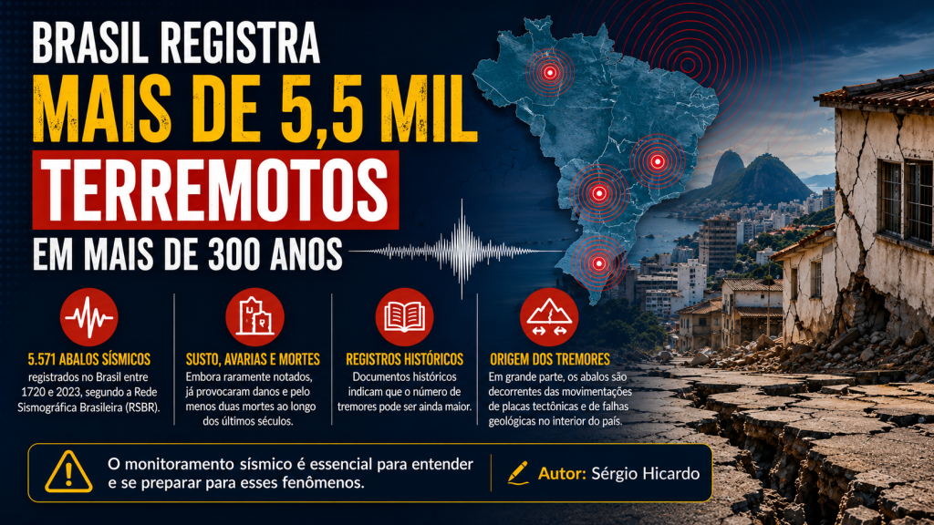 Brasil registrou mais de 5,5 mil terremotos em pouco mais de 300 anos