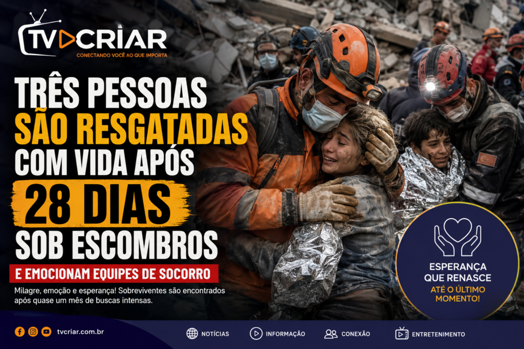 Três pessoas são resgatadas com vida após 28 dias sob escombros e emocionam equipes de socorro