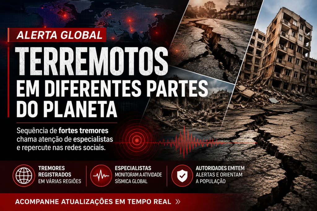 Nas últimas horas, sequência de terremotos de forte intensidade em diferentes regiões do planeta chama atenção de especialistas