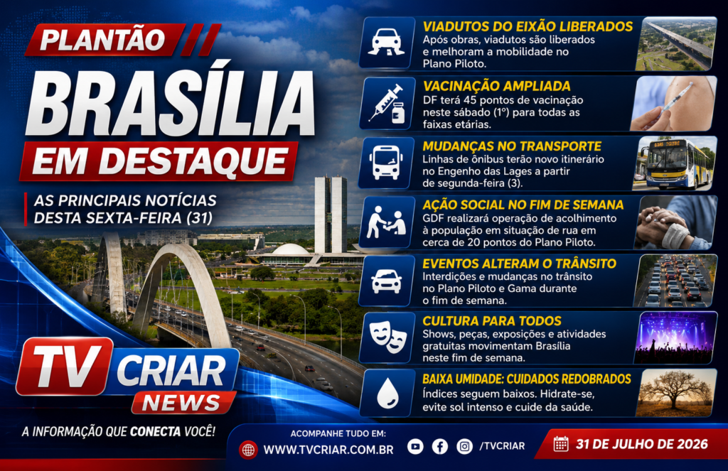 📰 Últimas notícias de Brasília – Plantão (31 de julho de 2026)